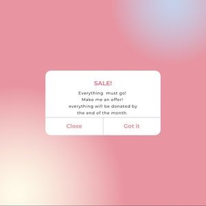 make me an offer on any item you’ve liked! Everything will be donated in April!